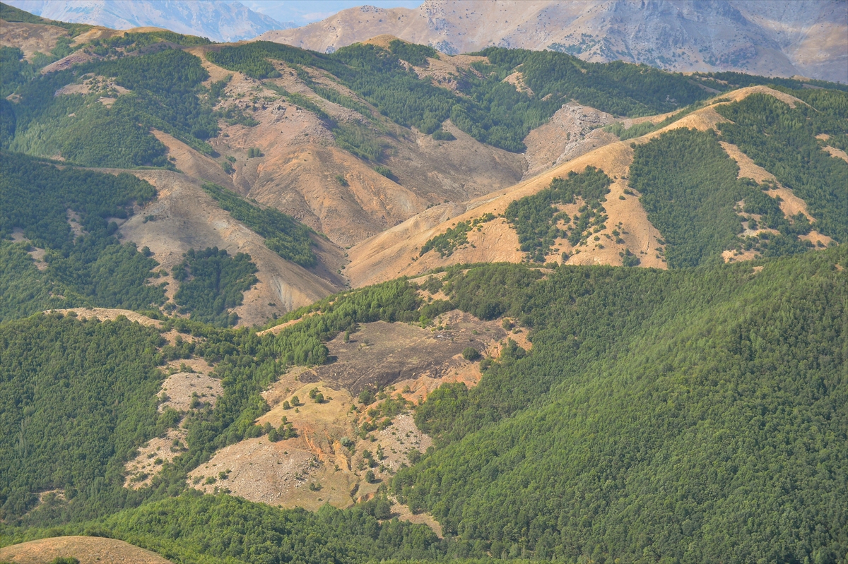 Tunceli'de örtü yangınlarından zarar gören alanlar havadan görüntülendi