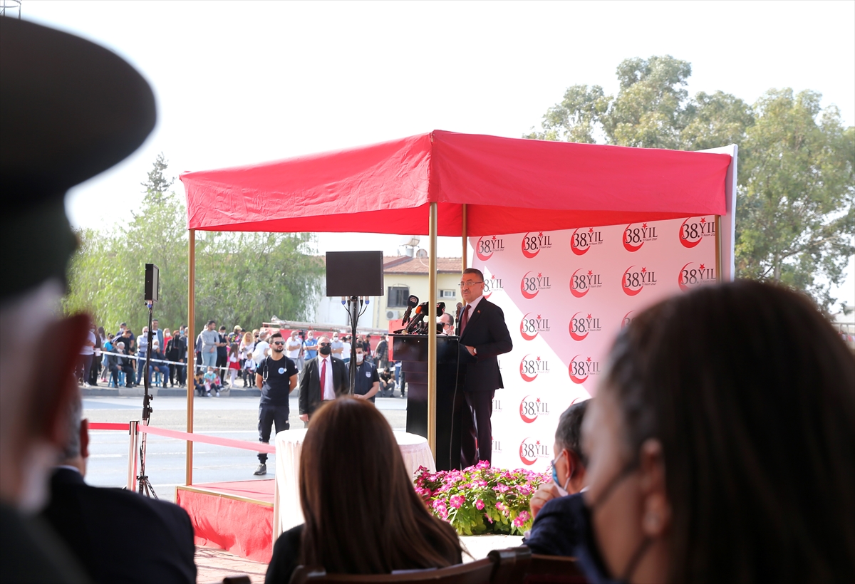 Cumhurbaşkanı Yardımcısı Oktay, KKTC'nin 38. kuruluş yıl dönümü töreninde konuştu: