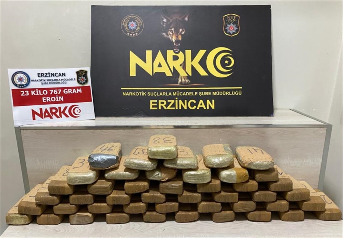 Erzincan'da 23 kilo 767 gram eroin ele geçirildi, olayla ilgili 3 kişi tutuklandı