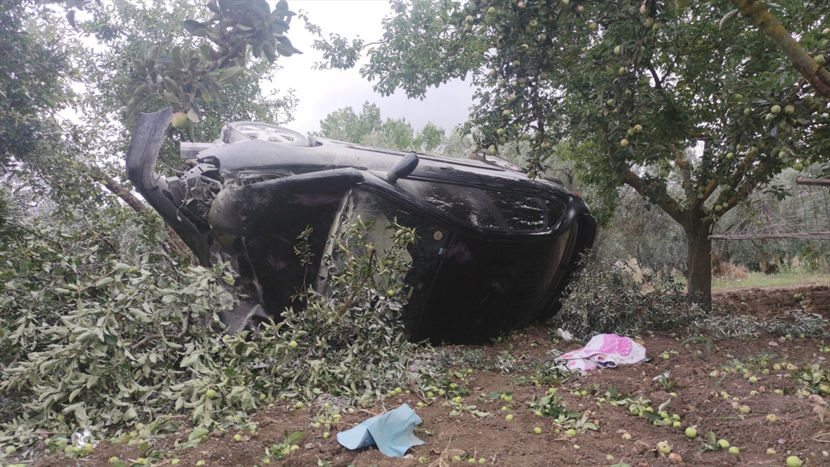 Bursa'da zeytinliğe devrilen otomobildeki 3 kişi yaralandı