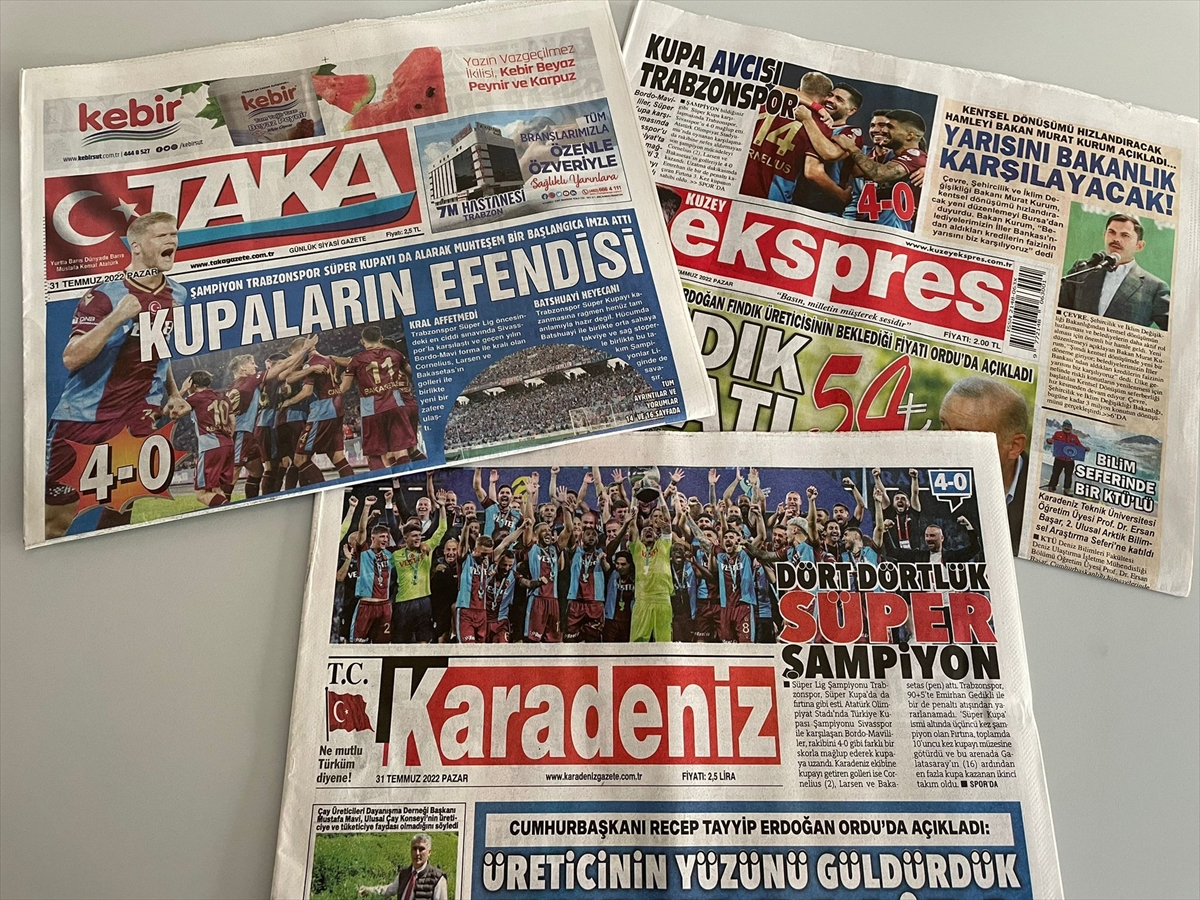 Trabzon yerel basınında “Süper Kupa” sevinci