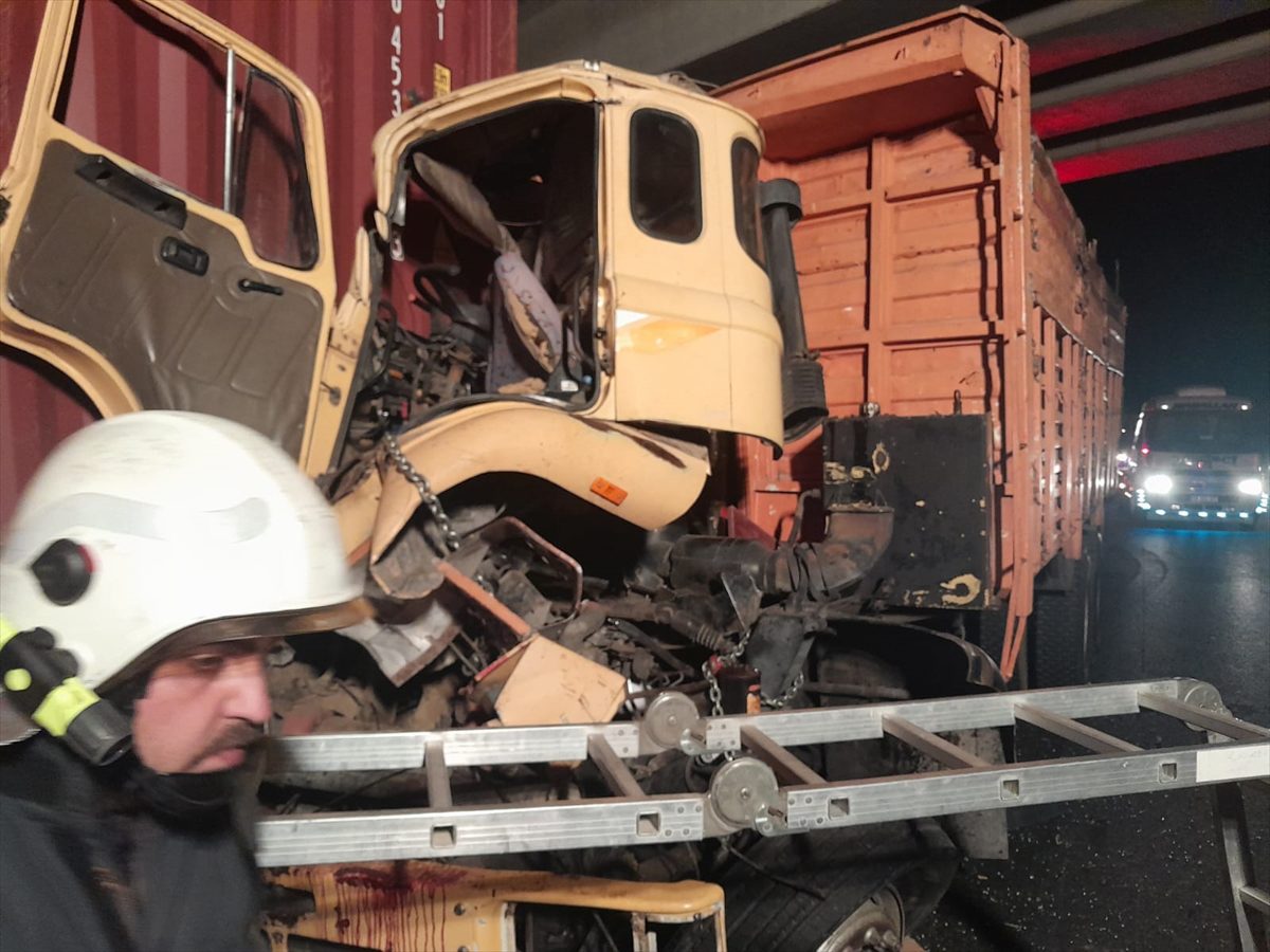 Aydın'da tıra çarpan kamyonun sürücüsü yaralandı